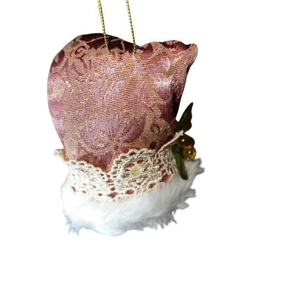 Vintage Victorian Santa Class Dillard's blown glass ornament pink hat - Picture 4 of 8